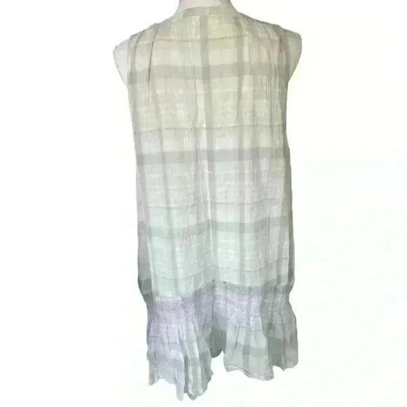 Free People Gauzy Sleeveless Dress Size Small Light Purple Green Plaid Casual - Picture 4 of 10